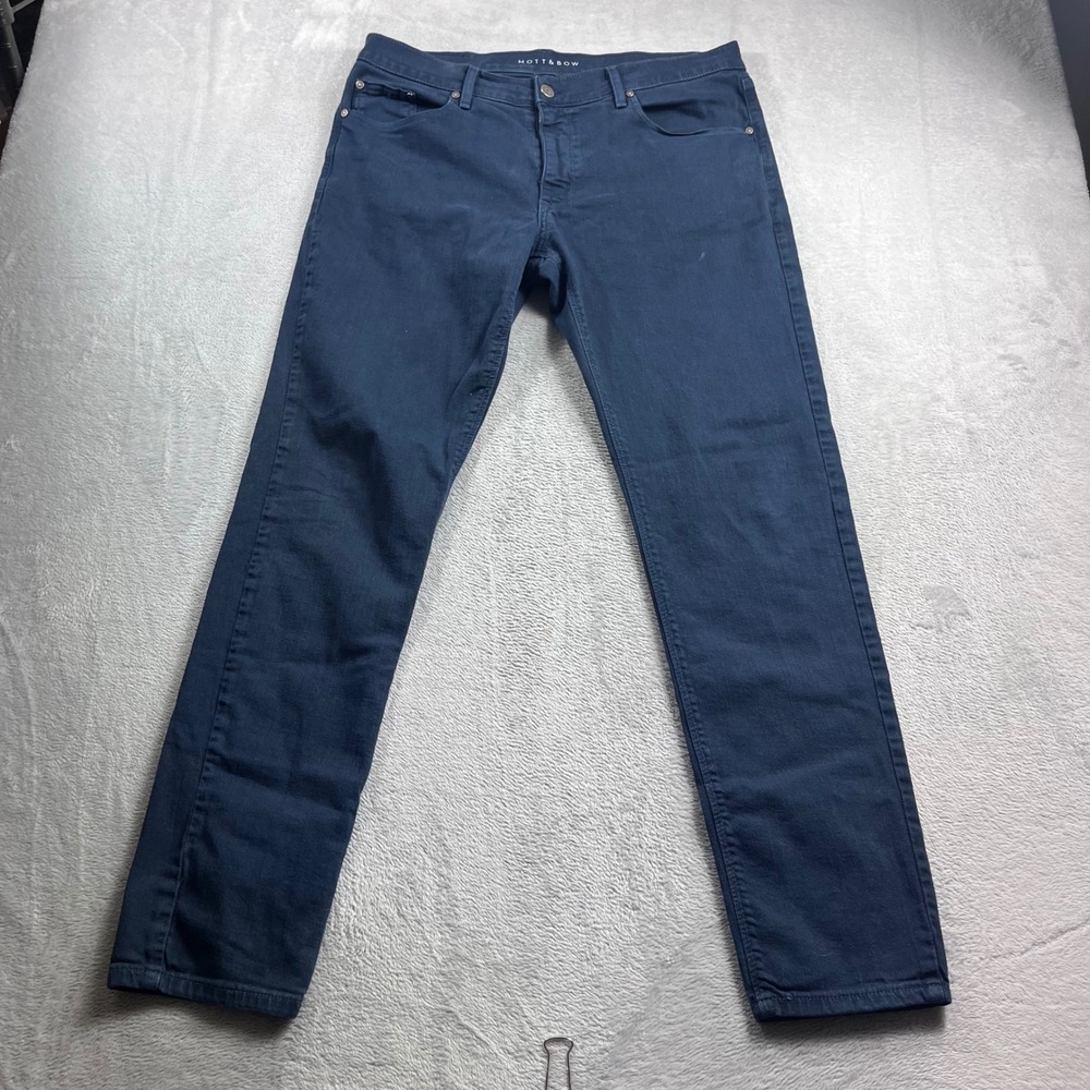 Mott & Bow Mens Skinny Jeans Dark Navy Blue Stretch Denim W34 L32